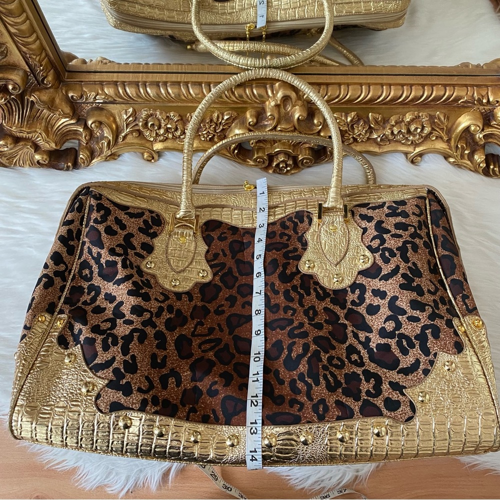 Leopard Gold Croc Embossed Large Carry Bag - Picture 9 of 13